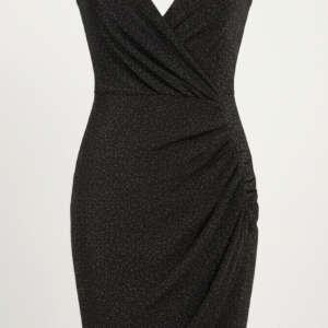 Black Glitter Ruched Mini Dress